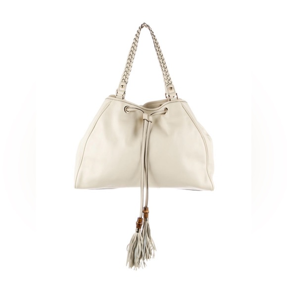 Gucci Peggy Leather Tote with Braided Handles and Bamboo with Tassels - Picture 3 of 17